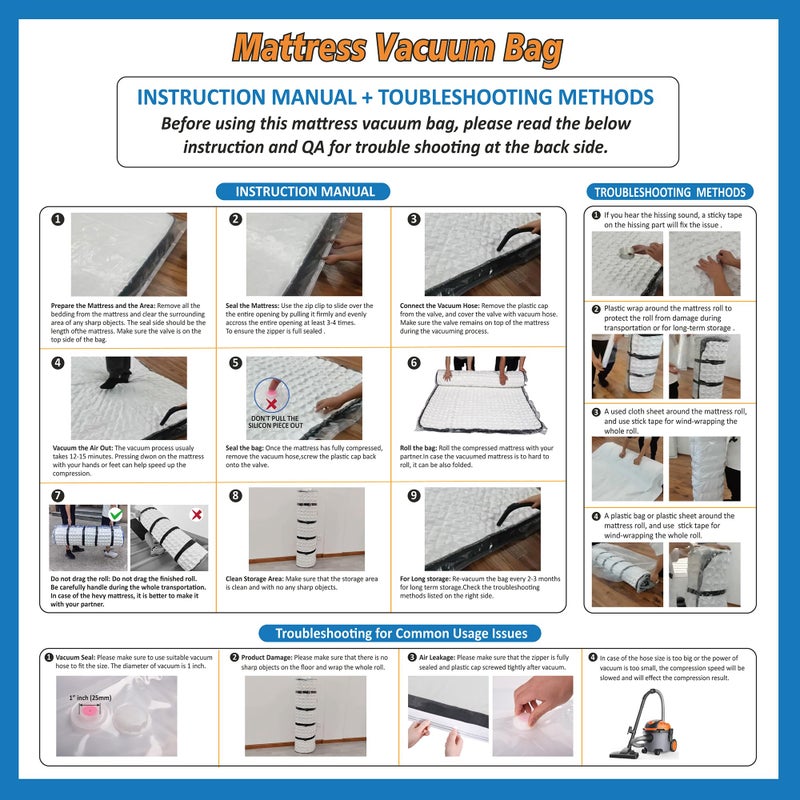 Storage Logic Queen/Full/Full-XL Foam Mattress Vacuum Bag for Moving, Vacuum Seal Mattress Bag with Straps - Image 5
